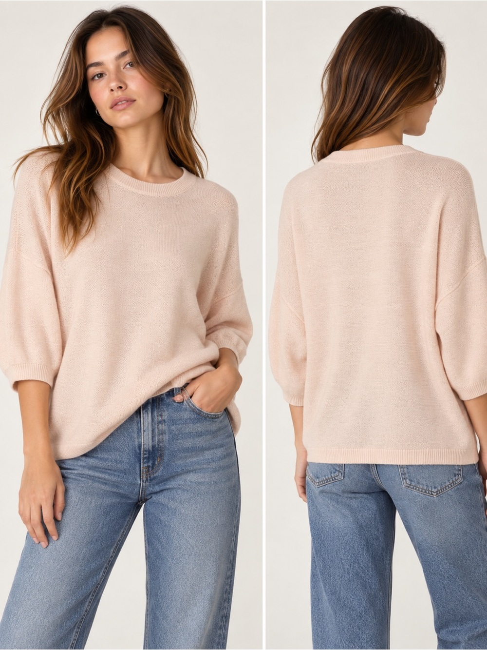 NAIF Soft Blush Scoopneck Lightweight Sweater size S